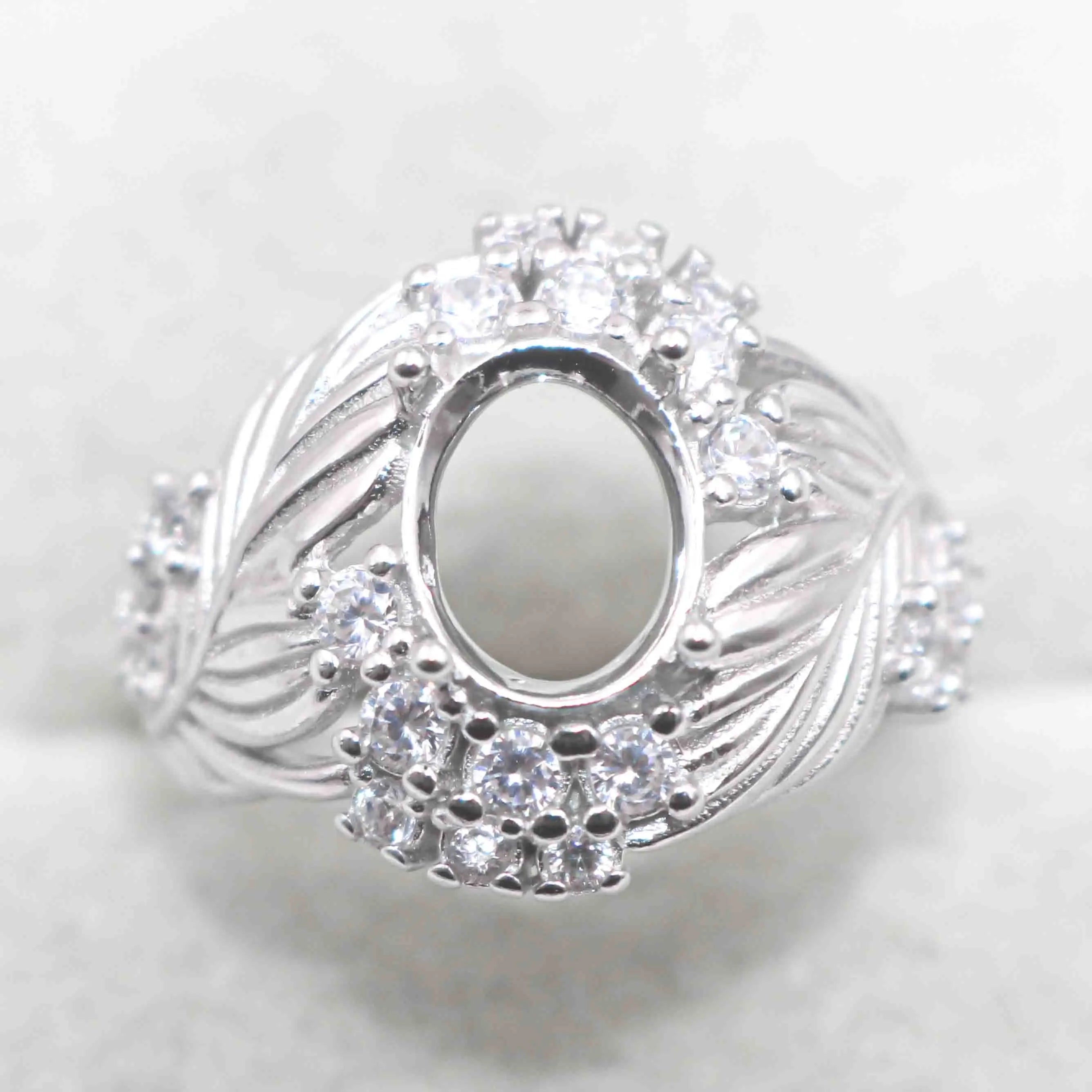 Sterling Silver 7*9mm Semi Mount Ring Frame Empty Blank Support Claw Setting S925 Base Holder Without Center Stone for DIY Inlay
