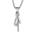 Single Zircon Paved Necklace Champion Number One Gesture Jewelry 316L Stainless Steel Hand Shape Pendant for Student Gift