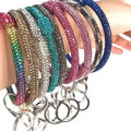 Colorful Rhinestone Simulation Trendy PU Leather Alloy Silicone Tassel Bracelet Keychain Unisex Charm Fashion Color Changing