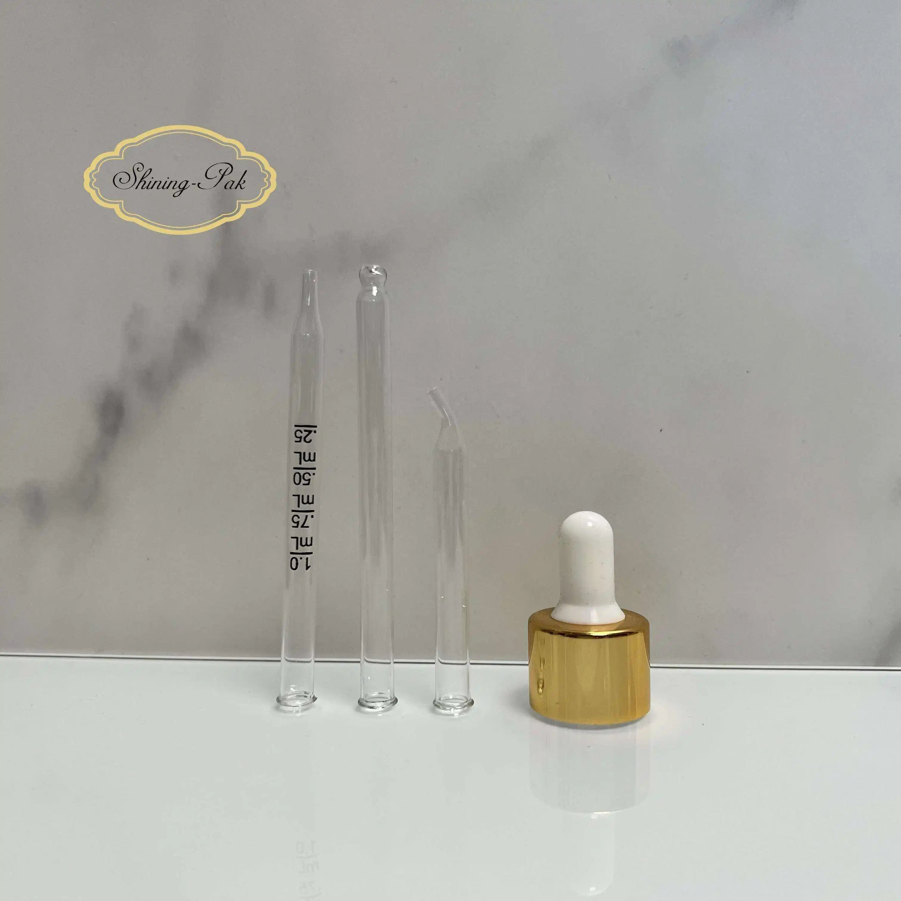 20/410 Eco-Friendly Smooth Gold Screw Cap Glass Pipette Dropper for Essential Oils