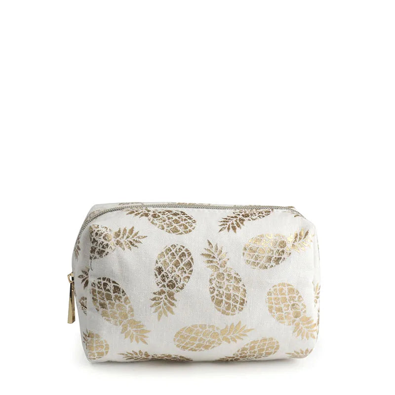 BSCI Factory Wholesale Custom Professional Cute Floral Eco Friendly Pineapple Fiber Small Make up Makeup Women Cosmetic Bag
