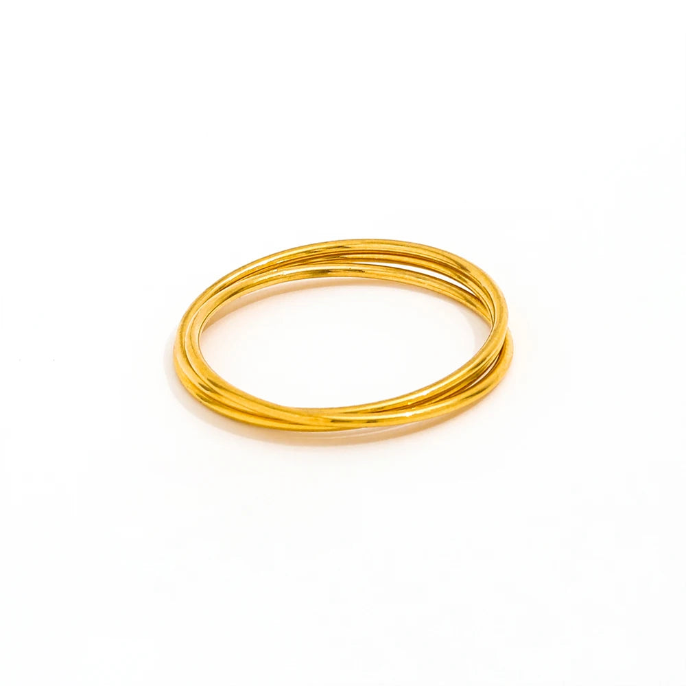 Fenny 18K Gold Plated Versatile Dainty Fine Triple Circle Stackable Ring for Women Stainless Steel Wholesale Jewelry