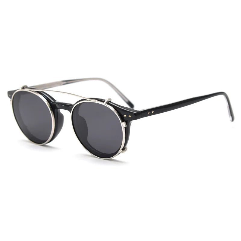 Customizable Vintage Oval Frame Plain Sunglasses Women Men Dual-use Myopia UV400 Polarized Clip on Sunglasses Custom Logo
