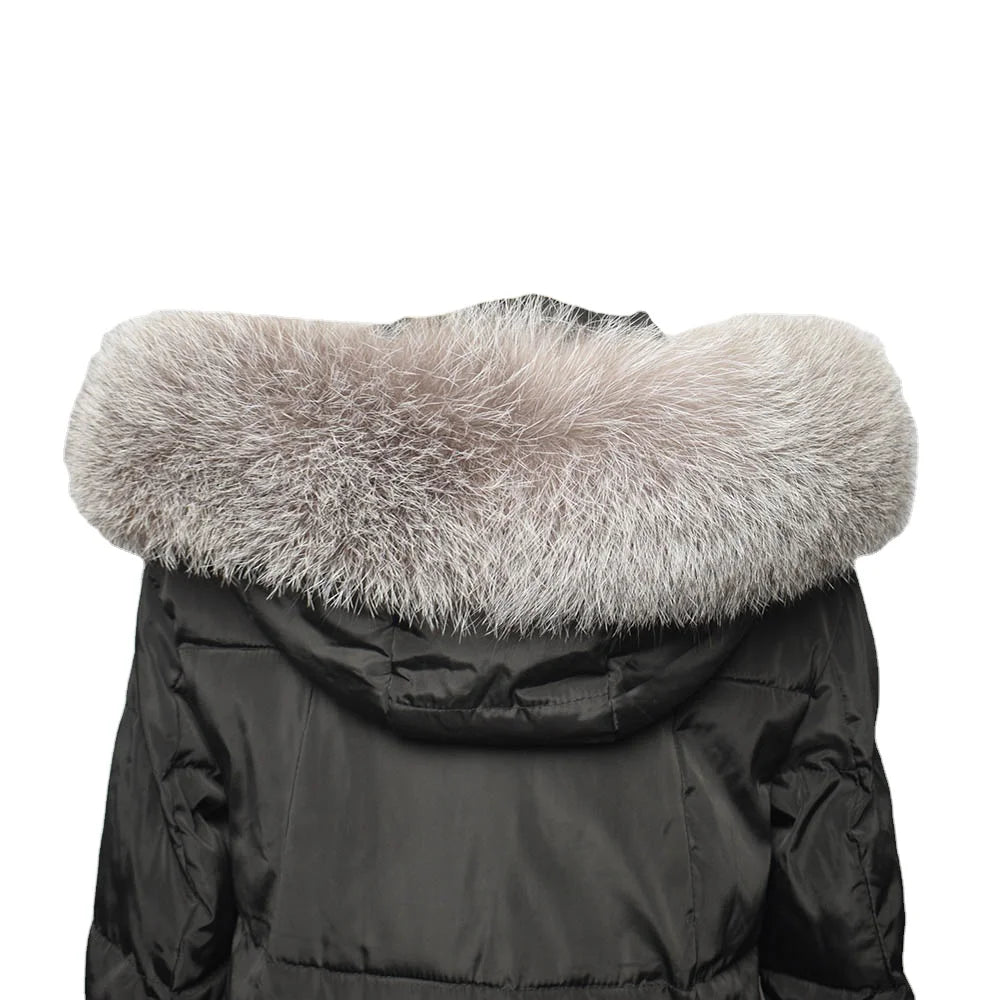 MWFur Fashion Winter Women Fashion Fluffy Neck Warmer Men Winter Sliver Fox Fur Collar for Hood Trim Fox Fur Collar
