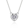 925 Sterling Silver Heart Crystal Stone Pendant Necklace