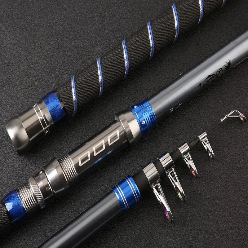 3 Piece Surf Sea Fishing Rods Stand 3 Section 3.6M Carbon Folding Mini Telescopic Rod