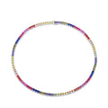 4mm Round rainbow Colored Zirconia 925 Sterling Silver Tennis Chain Necklace Fine Jewelry