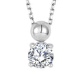 QX Customized OEM Blue 925 Sterling Silver Round Charm Rhodium Plated 5A Zircon Fine Jewelry Pendant Necklaces Women