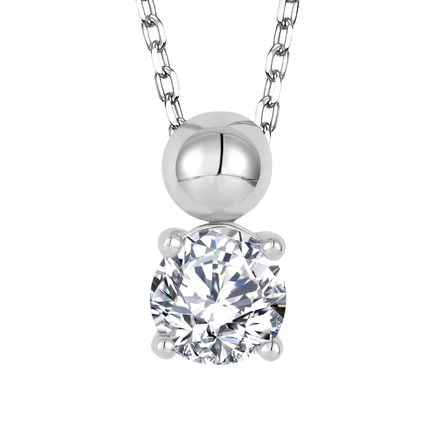 QX Customized OEM Blue 925 Sterling Silver Round Charm Rhodium Plated 5A Zircon Fine Jewelry Pendant Necklaces Women