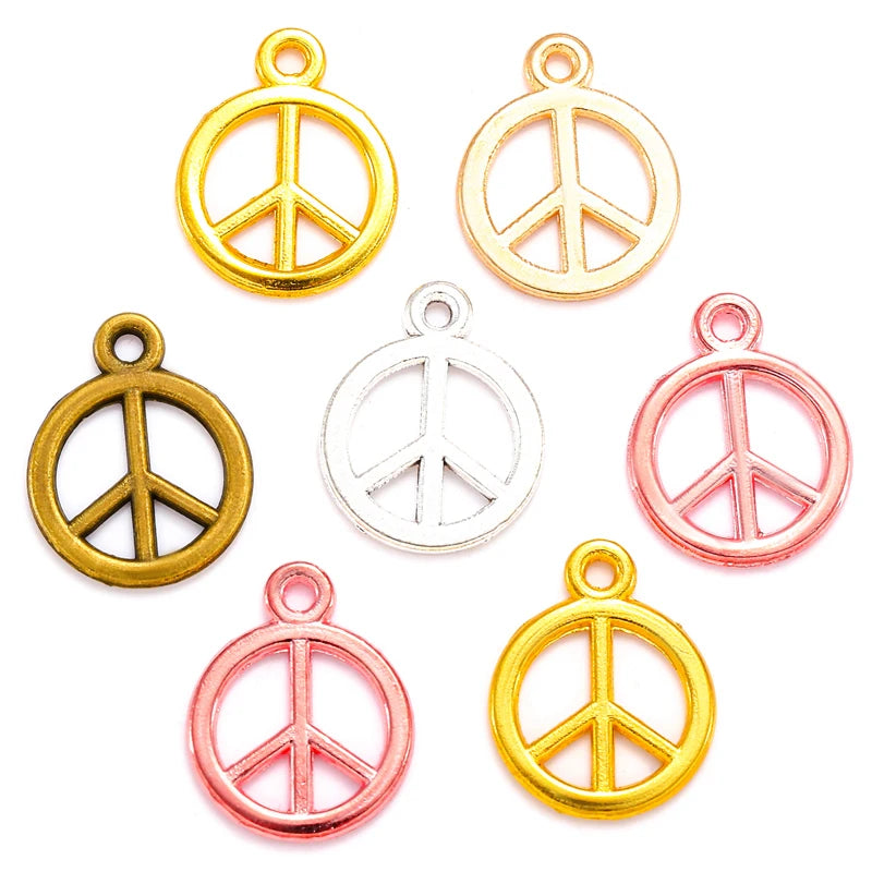 5 Color Peace Zinc Alloy Charms for Necklace Earring Bracelet Pendant Jewelry DIY Handmade 15*12mm J275