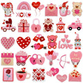 Fashion Embroidered Pink Ron on Embroidery Heat Transfer Patches Valentine's Day Patches for Clothing