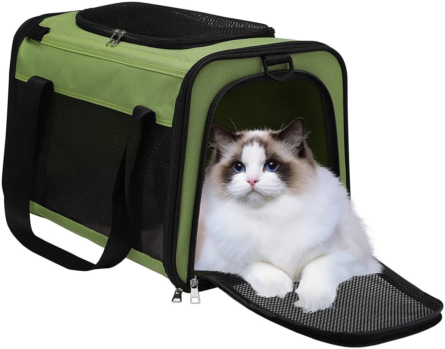 Pet Travel Bag With Mesh Windows and Fleece Padding Collapsible Dog Carrying