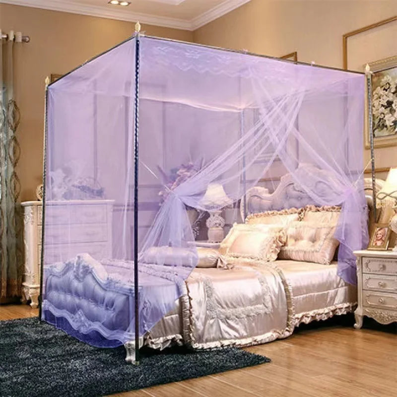 Mosquito Net Manufacturer Direct Wholesale - Cheap Luxury Four Corner King Size Bed Mosquito Net