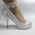 2021 New Arrival Peep Toe Bridal Wedding Shoes Women Ankle Strap Wedding Shoes Female Party Dress Shoes