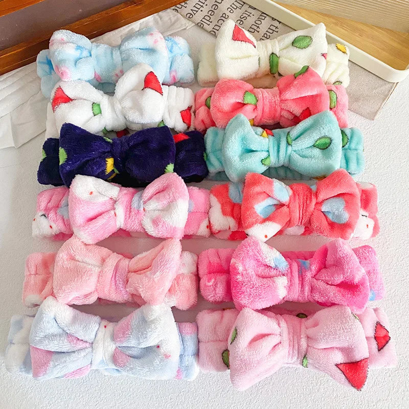 Spa Headband Women Fleece Hair Lace Large Bow Face Wash Headband Make up Headband Hair Band Bow