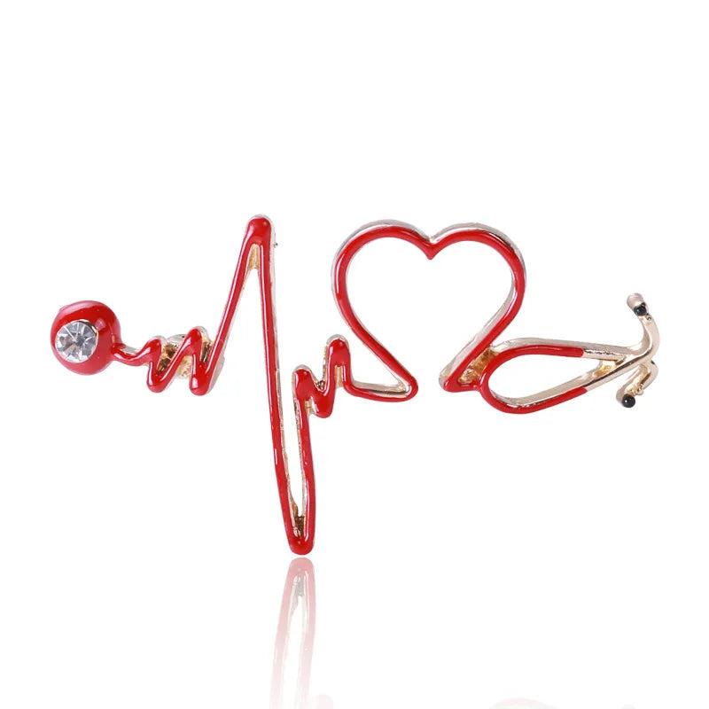 Modern Anime Heart Brooch Pin Children's Doctor Stethoscope Brooches for Wedding Party & Gift Decorations Made of Alloy Jewelry