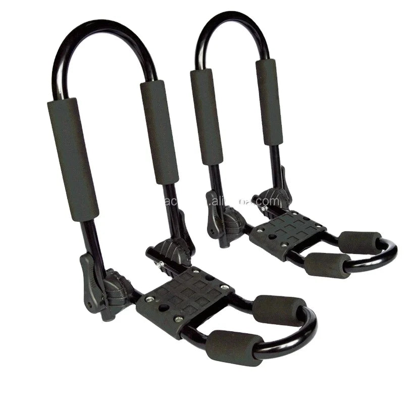 Black J-Style Folding Kayak Carrier Canoe Roof Rack with Kayak Stacker Holder Water Sports Equipment