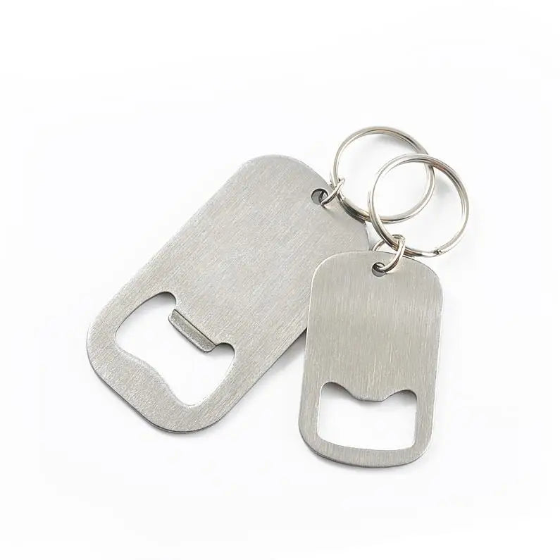Metal Dog Tag Bottle Opener Keyring Custom Logo Portable Mini Stainless Steel Beer Bottle Openers Keychain
