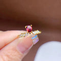 925 Sterling Silver 18k Gold Plated Classic Pear Cut Natural Garnet & Cubic Zirconia Couple Wedding Rings Set