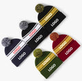 Manufacturer Custom American USA Football Team Acrylic Knitted Jacquard Soccer Pom Pom Bobble Beanies Hat With Logo