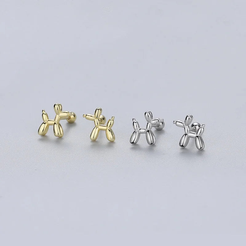 925 Sterling Silver Balloon Dog Fashion Earrings Personalized Designer Thread Stud Earring Puppy Fine Jewelry Earrings Women