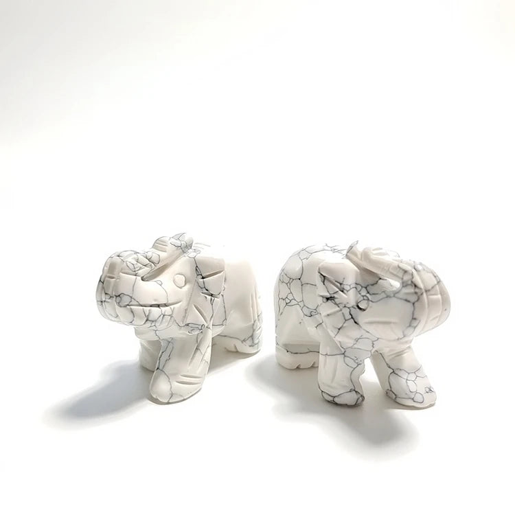 DIY Wholesale Natural Quartz Crystal Elephant Animal Carvings Howlite Gemstone Elephant for Home Decor
