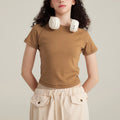 Summer Women's Casual Short Sleeve T-shirt Slim Fit 3D Pattern Button Custom Rhinestone Breathable 100% Cotton