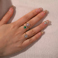Factory Wholesale 18k Gold Plated Cubic Zirconia Round Shaped Rings Multi-Color Zircon Inlaid Open Adjust Stainless Steel Rings