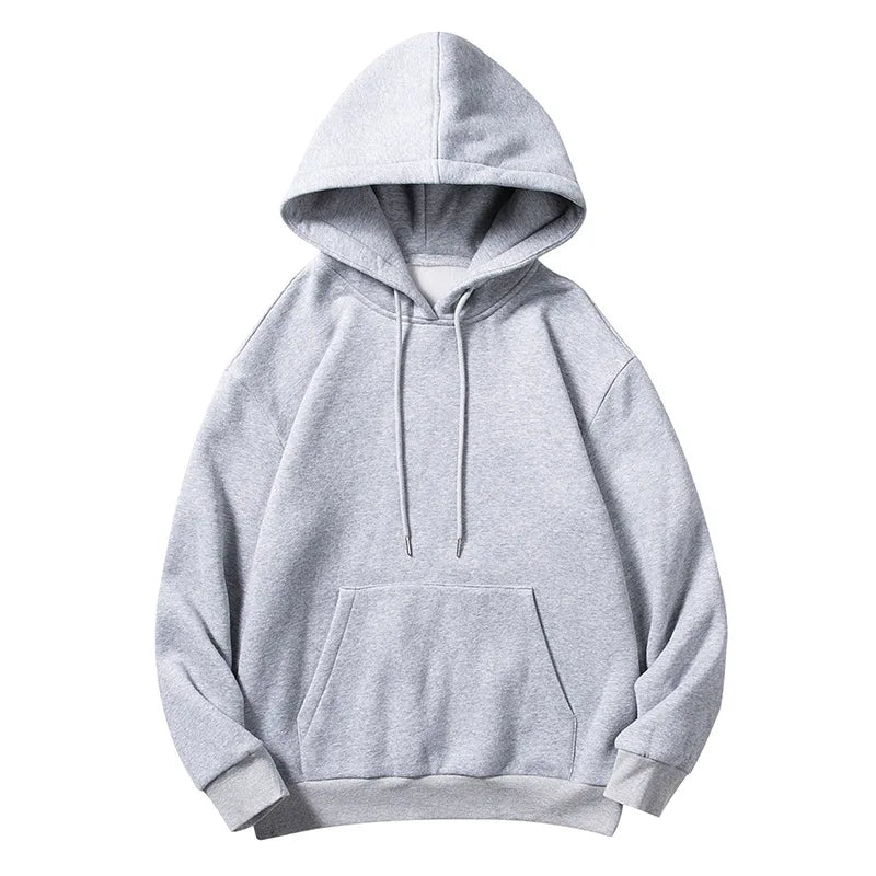 Fitspi Hooded Sweater Men's Pure Color Japanese Fashion Sports Tops Plus Size Loose Casual Jacket Hoodie Pullover Sweatshirt