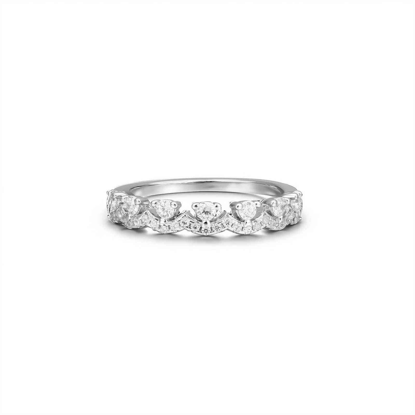 Women's Customizable 925 Sterling Silver Wedding Ring with Cubic Zirconia Heart Eternity Various Styles Fine Rings