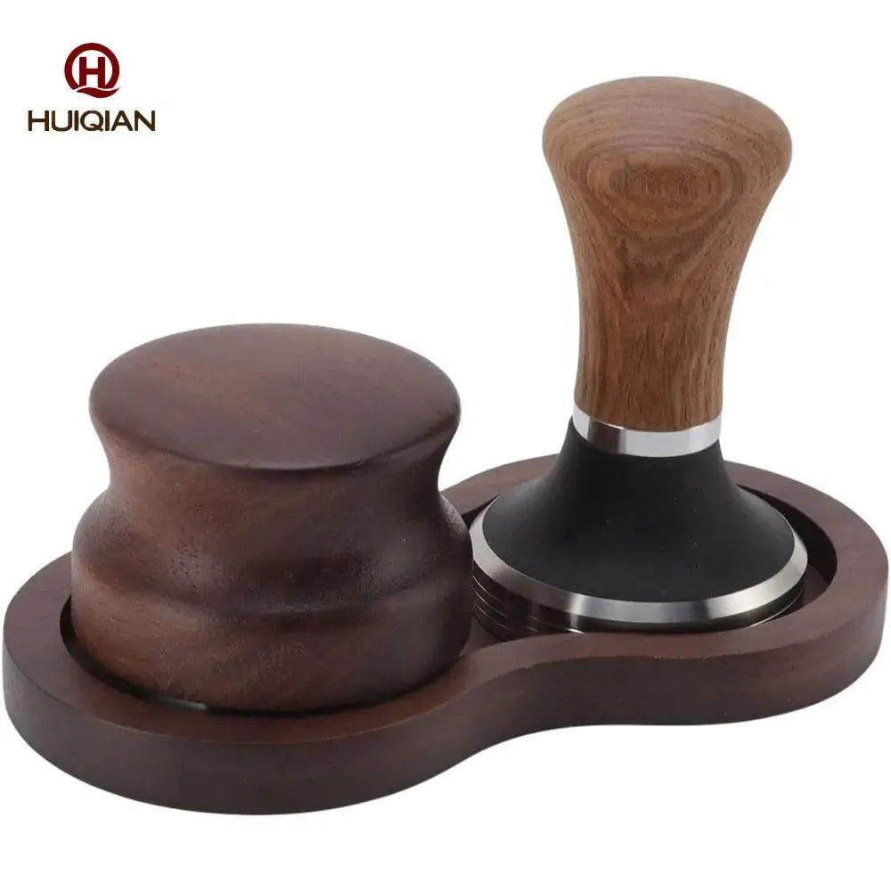 Coffee Tamper Reusable Glossy Portable Walnut Stainless Steel for Home Kitchen Coffee Powder Tamping Set MegaBDM
