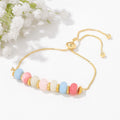 Bohemian Style 5*8 Wheel Colored Stone Beads 18K Gold Chain Pull-out Bracelet for Women