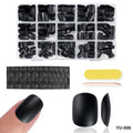 Factory Direct 300-Piece Matte Black Nail Stickers Easy-Foldable French Style Nail Coffin Design Hot Selling