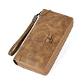 Premium Cell Phone case Purse Double Zipper Moneybag Organizer RFID Wristlet Strap Long Men Wallet