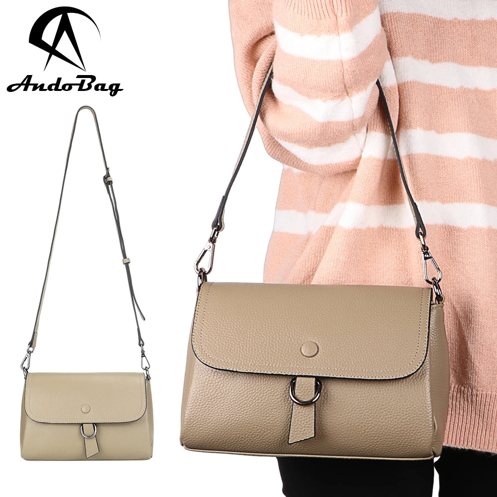 AndoBag Trendy Retro Shoulder Bags for Women Genuine Leather Crossbody Bag Luxury Handbag & Square Purse 1616