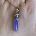 Lavender Green Jade Pendant Dragon Jewelry Cylinder Circle Shape 18K Gold Plated Chinese Dragon Necklace Wholesale