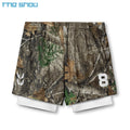 Custom Logo  Polyester Running Gym Sublimation Drawstring Double Layer 2 in 1 Double Layers Real Tree Camo Men's Mesh Shorts