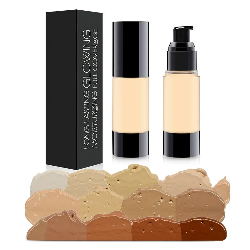 Private Label Full Coverage Mineral Matte Liquid Foundation for Dark Skin SPF Concealer Cream Waterproof Long-Lasting Coverage