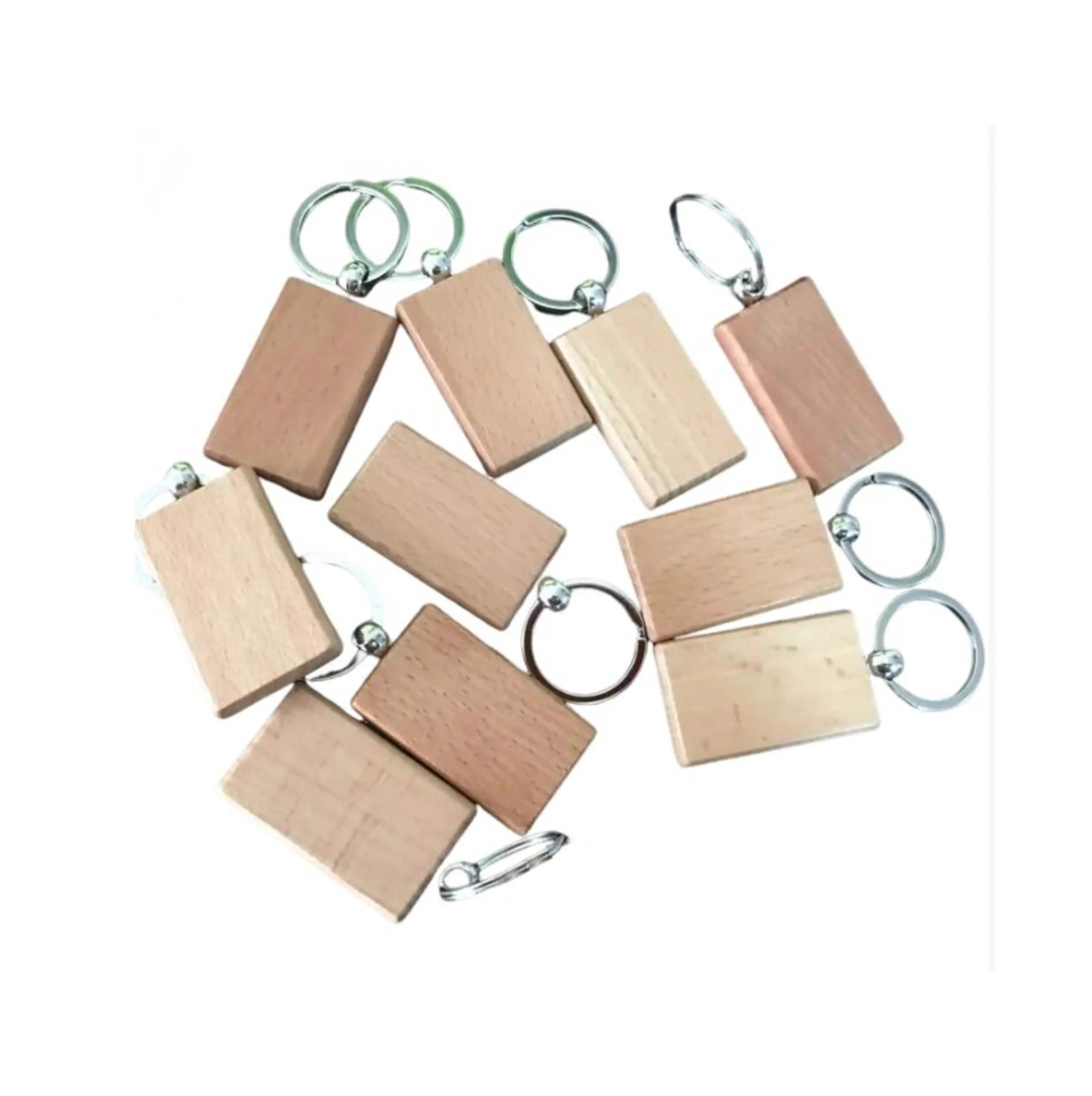 Ready to Ship Wood Key Chain Tag Custom Laser Engraved Silkscreen Logo Souvenir Promotion Gift Blank Wood Keychain Bag Pendant