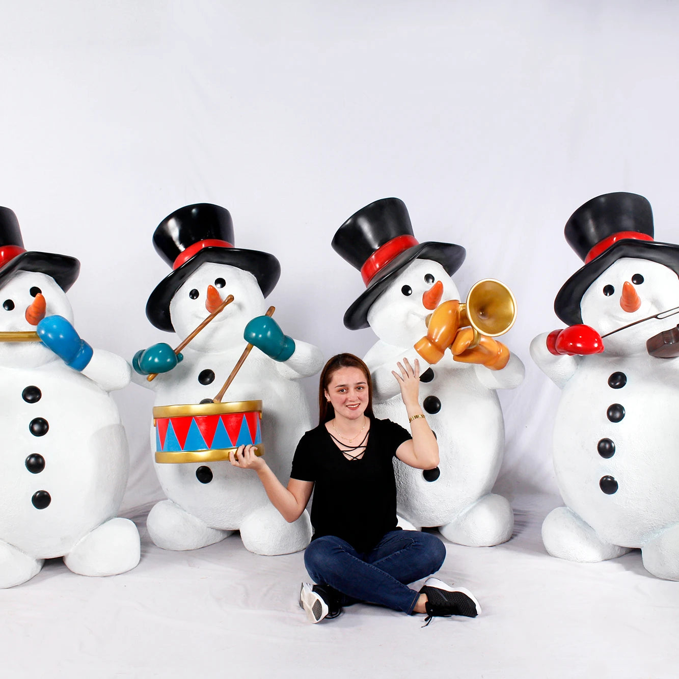 2024 Life Size Wholesale Fiberglass Sculpture Christmas Decorations Xmas Santa and Snowman