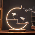 Custom Wax Burners Candle Crane Shape Ring Electricity Led Light Ceramic Incense Burner