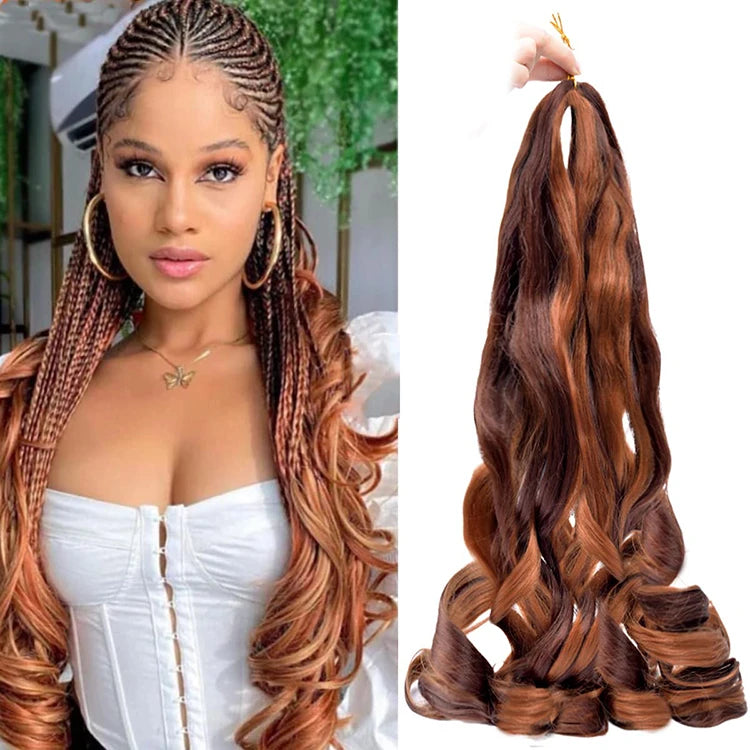 150g 24inch French Curly Dyed Crochet Braid Hair Pony Style Spiral Curly Synthetic Deep Hair Bulk Crochet Braids Extension