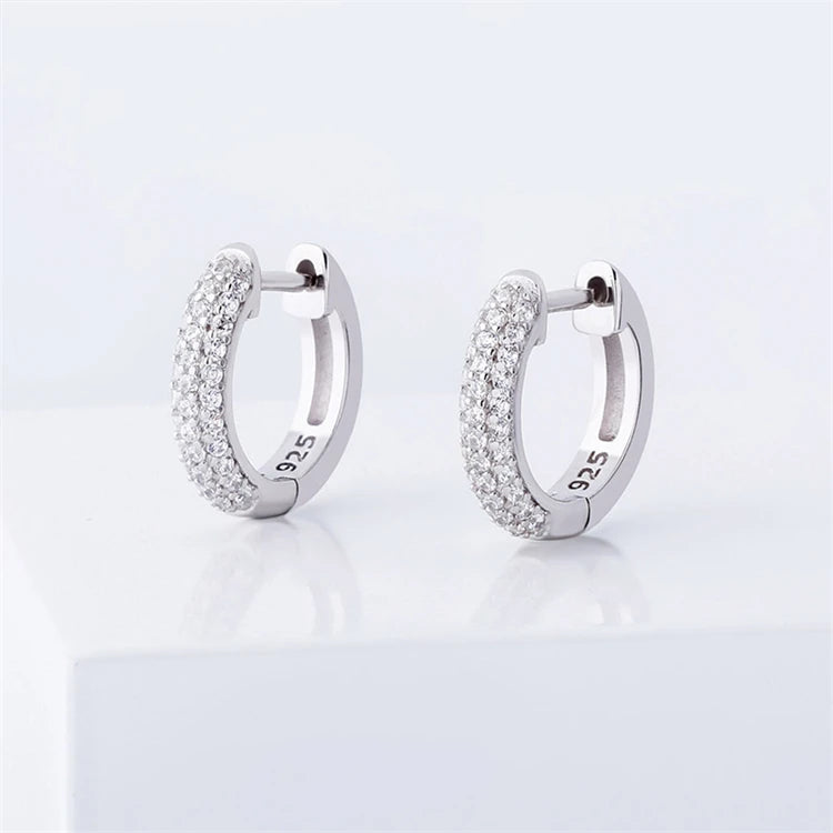 Mens Iced Out Earrings Hoop Fully Diamond 925 Sterling Silver Gold Plat Earrings Hoop for Men and Women