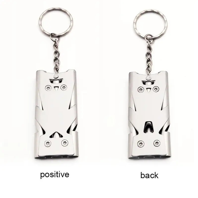 Outdoor Survival Emergency Whistle Keychain Stainless Steel Metal SOS Whistle Three Tube High Frequency