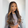 Honey Blonde and Brown Highlight Color Natural Human Hair Wig for Black Women Wear and Go Glueless Wigs Human Hair Pre Plucked