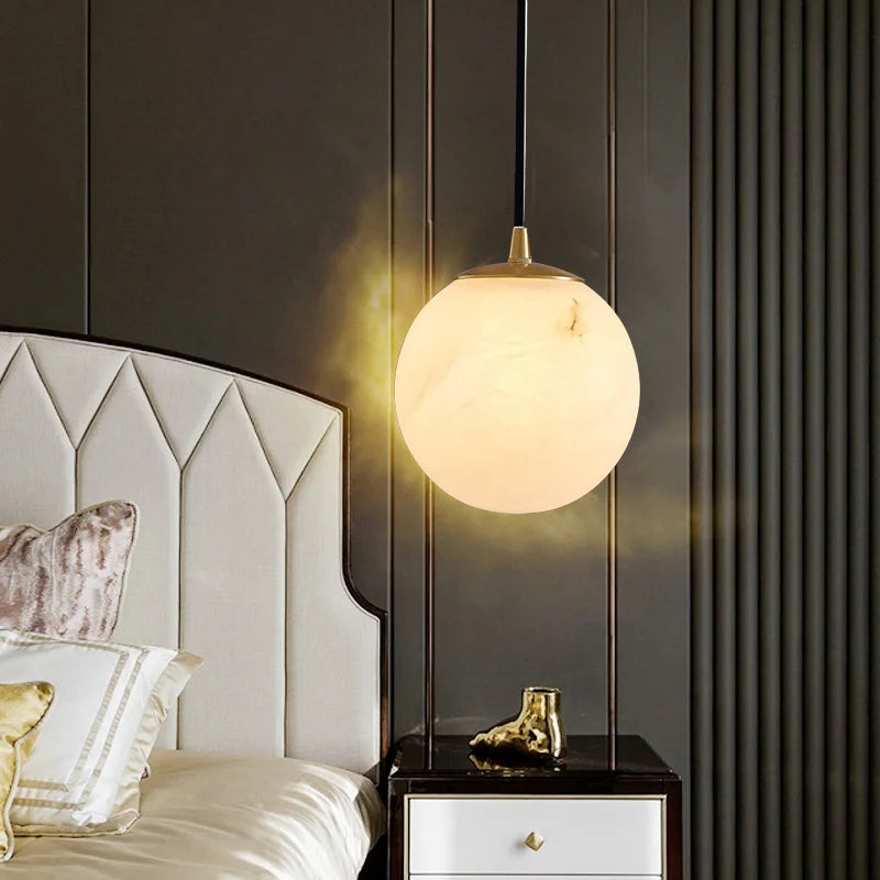 HZX Modern Nordic LED Wall Lamp Creative Travertine Stone Silver Design Bedroom Home Decor Small Surface Bedside Candle Candle