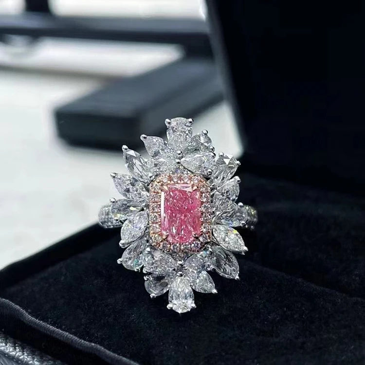 SGARIT Jewelry Pink Diamond Engagement Rings 0.83CT VS2 Natural Pink Diamond Certified 18K Real Gold Women Luxury Rings