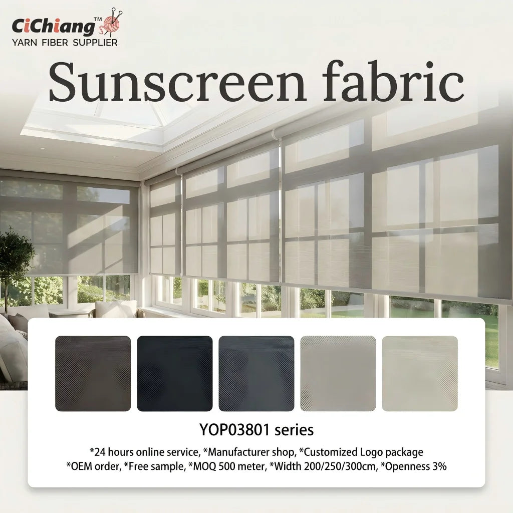 Hometextile 30% Polyester + 70% PVC Flame Retardant Window 3% Openness Blackout Sunscreen Roller Blinds Curtain Fabric