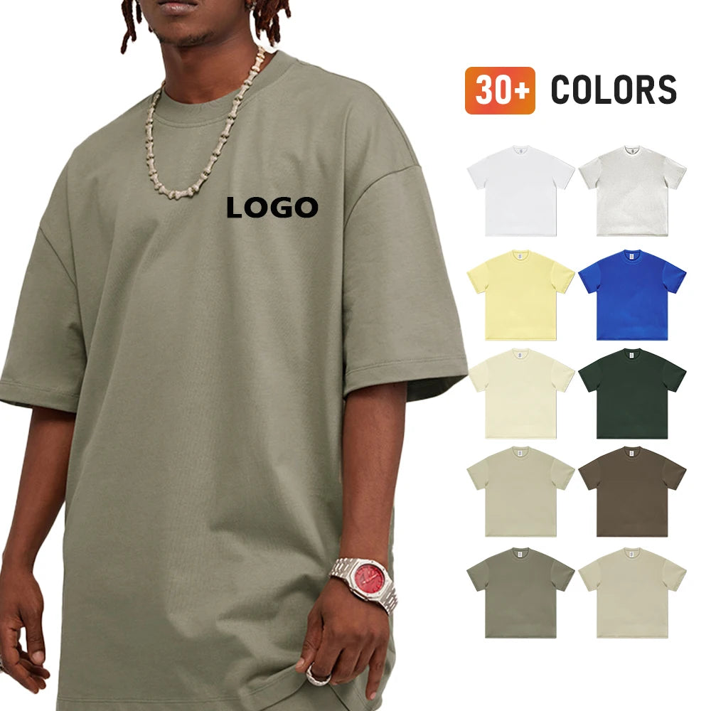 OEM ODM Custom Print Logo Oversize Solid Color Blank Plain Cotton Unisex T Shirts Spandex Nylon