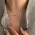 VIANRLA Oval Bead Necklace 925 Sterling Silver Beaded Necklace Women Chain Necklace